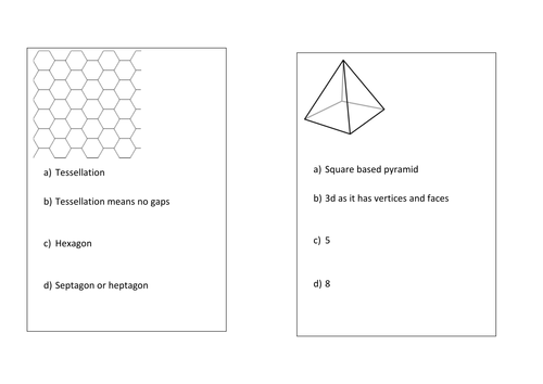 Shape fix mix pair share; 2D, 3D shapes