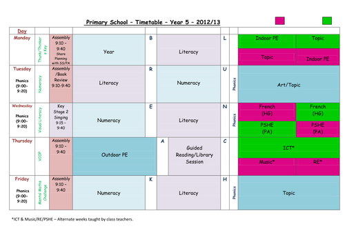 example-timetable-teaching-resources