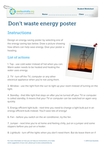 Don’t waste energy poster