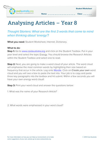 Analysing Articles - energy