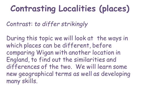 Contrasting Localities introduction