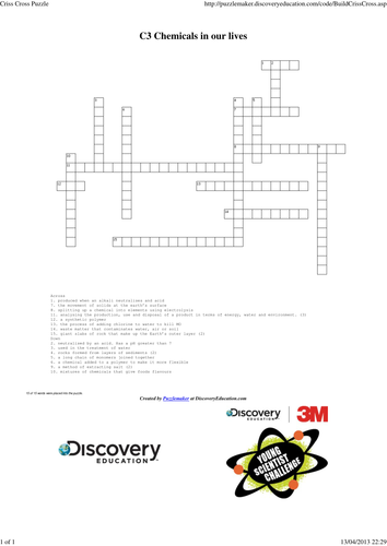 KS4 Chemistry: C3 Chemicals in our lives crossword | Teaching Resources