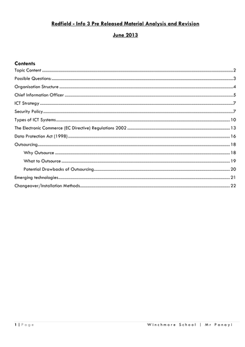 Info 3 ICT June 2013 - Redfield Analysis