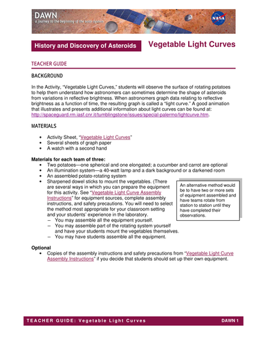 Vegetable Light Curves Activity