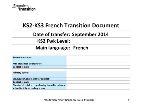 Transition documents KS2-KS3 French