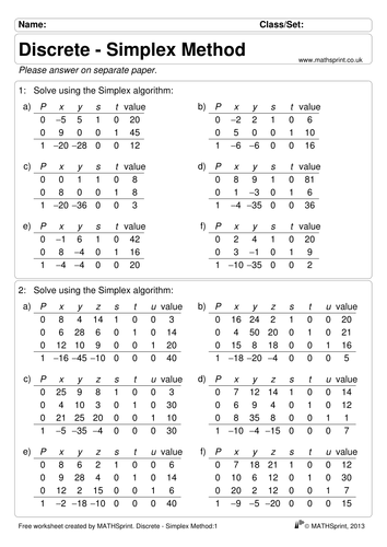 Simplex practice questions + solutions