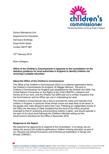 Response to the consultation on statutory guidance