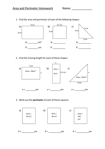 area homework tes