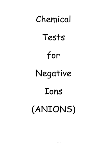 Testing for Anions and Cations