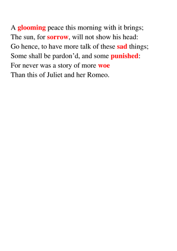 His language and poetry - Romeo and Juliet closing