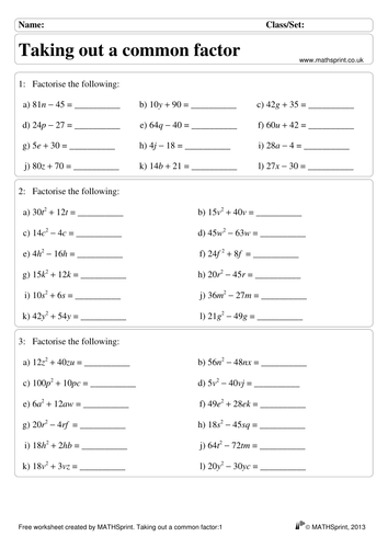 Basic Algebra practice questions + solutions