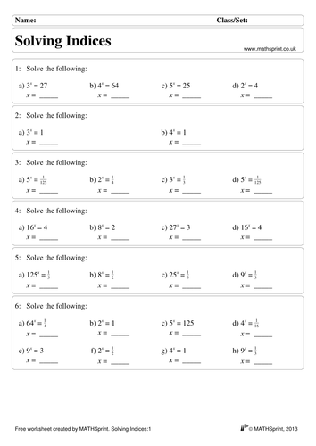 Algebraic Indices Practice Questions Solutions By Transfinite