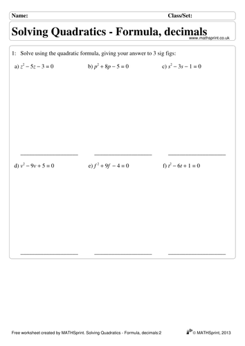 Quadratic Equations practice questions + solutions