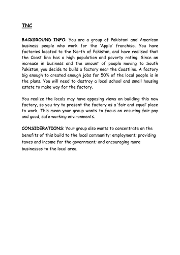 KS3 Geography: TNC Build