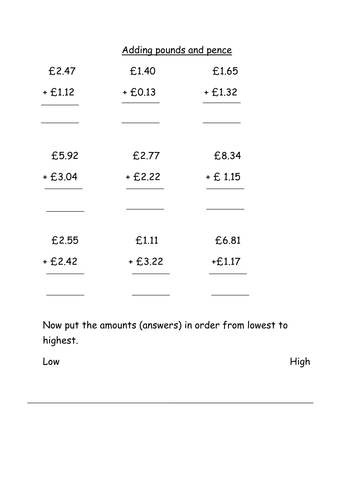 Adding money | Teaching Resources