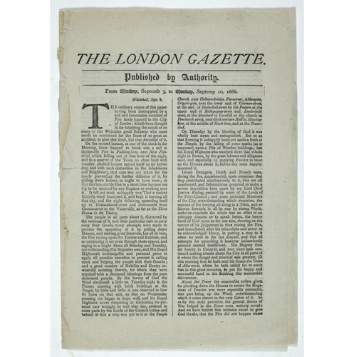 Great Fire of London - Newspaper Report