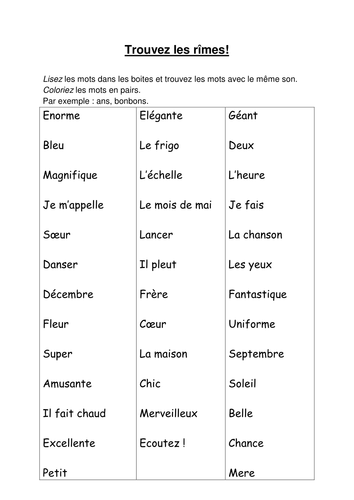 ks3 french rhyming couplets teaching resources