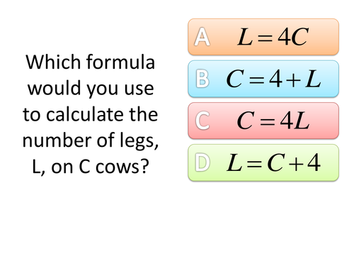 Which formula? - writing formulae starter