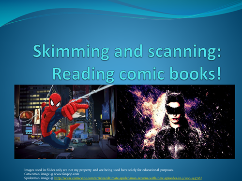 Skim reading using comics