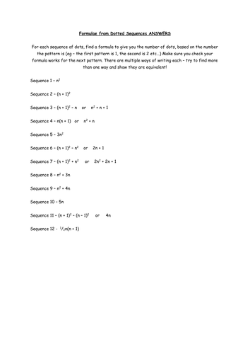 Formulae from Dotted Sequences