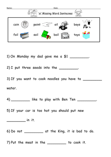 Oi Digraph Worksheets Teaching Resources
