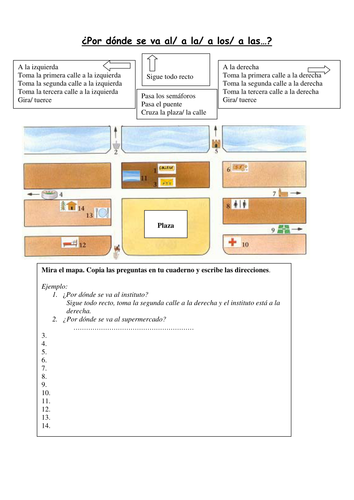KS4 Spanish - Asking for directions-town