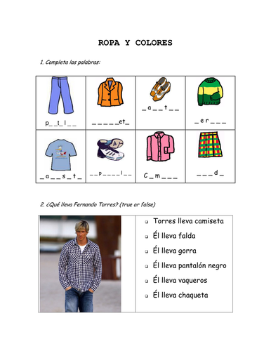 KS3 Spanish - clothes and colours