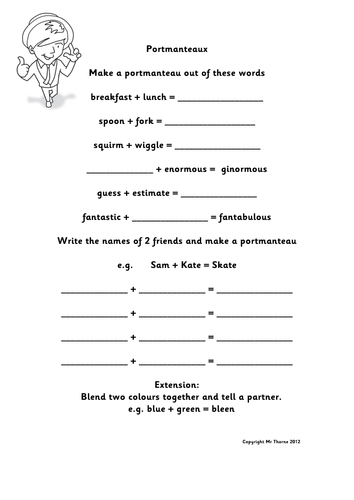 Portmanteaux Activity Sheet