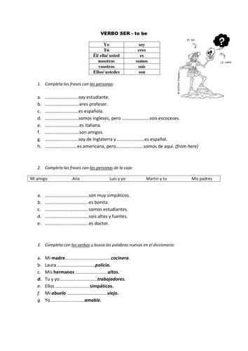 KS3 Spanish - Ser - verb 'to be'