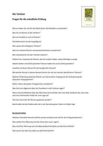 'Der Vorleser' oral questions