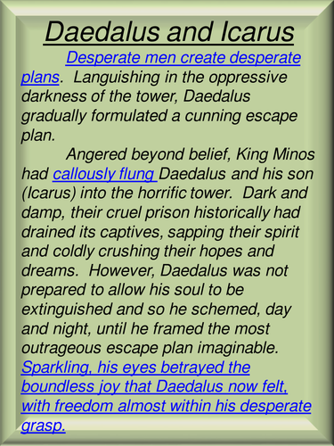 for kindergarten in english worksheet Teaching and Icarus  staff09 Resources  Daedalus by