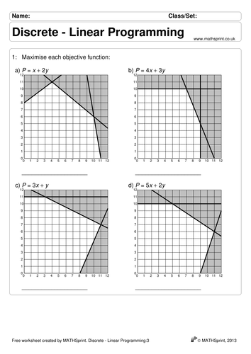 Printables Linear Programming Worksheet advanced decision teaching resources linear programming tes practice questions solutions