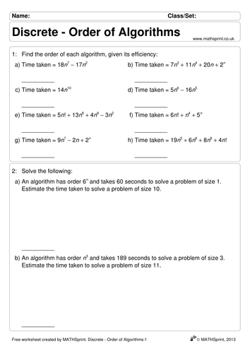 Order of Algorithms practice questions + solutions