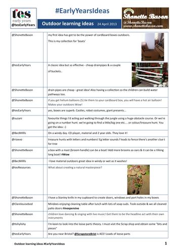 #EarlyYearsIdeas - Outdoor Learning 24 Apr 2013