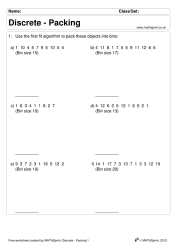 Packing algorithms practice questions + solutions