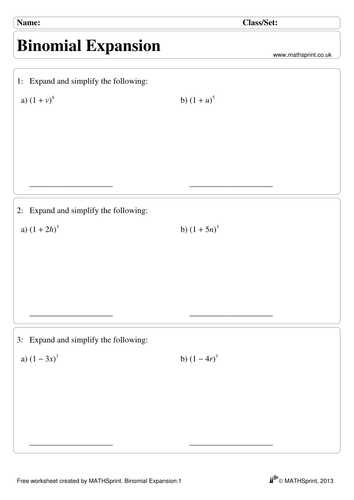 Binomials practice questions + solutions