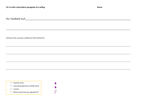 Describing a setting using senses