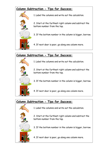 A Success Criteria Sheet - Column Subtraction | Teaching Resources