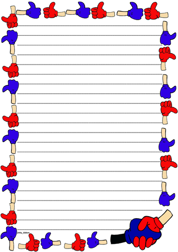 Two Thumbs Up Themed Lined Paper and Pageborder