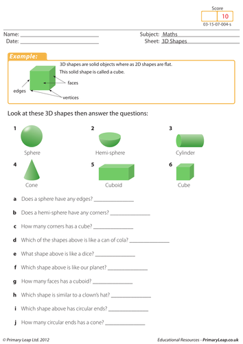 3d shape problem solving ks2