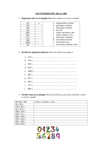 los-numeros-100-1000-teaching-resources