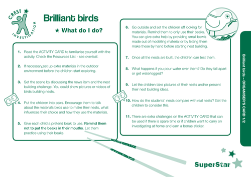 Brilliant Birds SuperStar activity