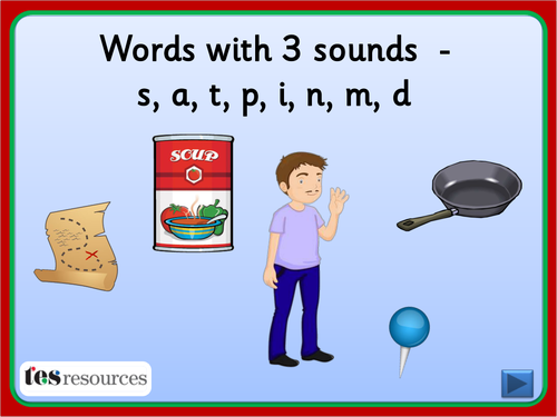 Spelling words with 3 Sounds - Phase 2, set 1