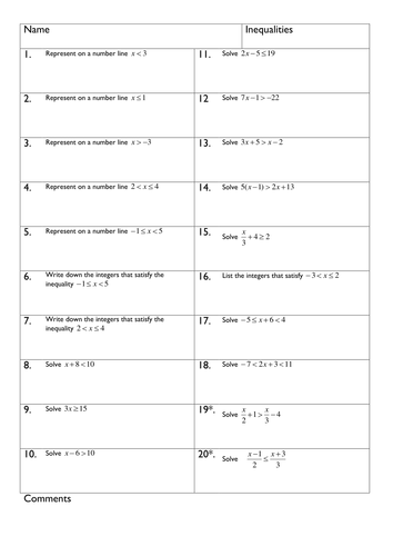 Hw Solving Linear Inequalities