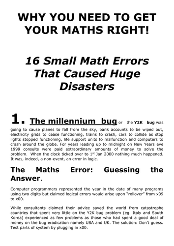 16 Mathematical disasters