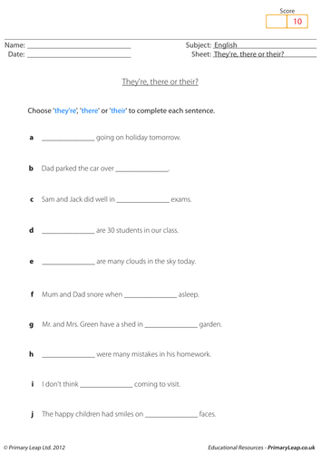 They're, there or their? - English worksheet
