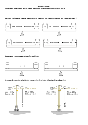 ks3 physics revision worksheets moments by danielberrysjf teaching