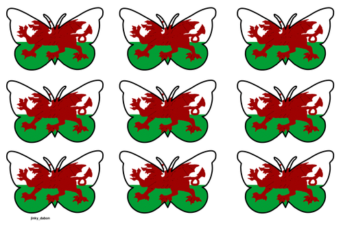 Butterfly themed Welsh Flag