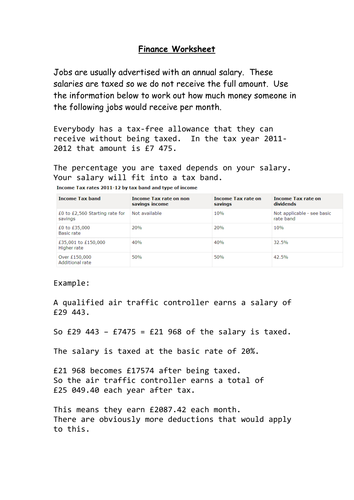 uk 4 for maths grade worksheets and taxes akellner Teaching   worksheet by Resources Wages