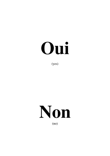 French Yes and No Flash Cards